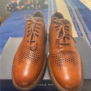 Cole Haan Men's Tan Perforated Oxford Shoes